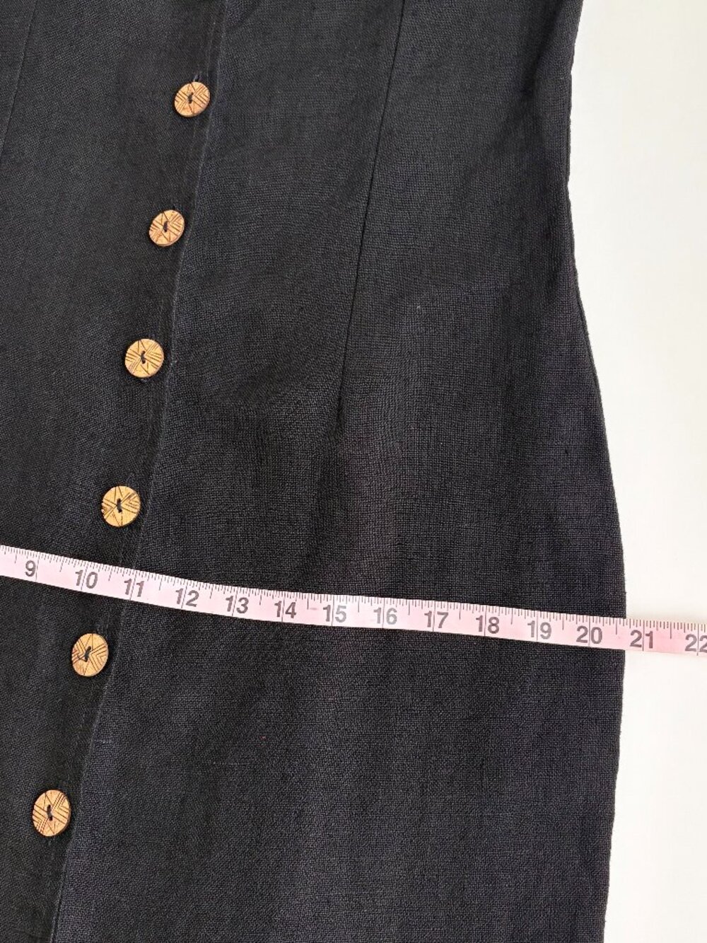 Vintage 90s Crucial Creations 100% Hemp Black Button Front Midi Dress Size L - Picture 6 of 7